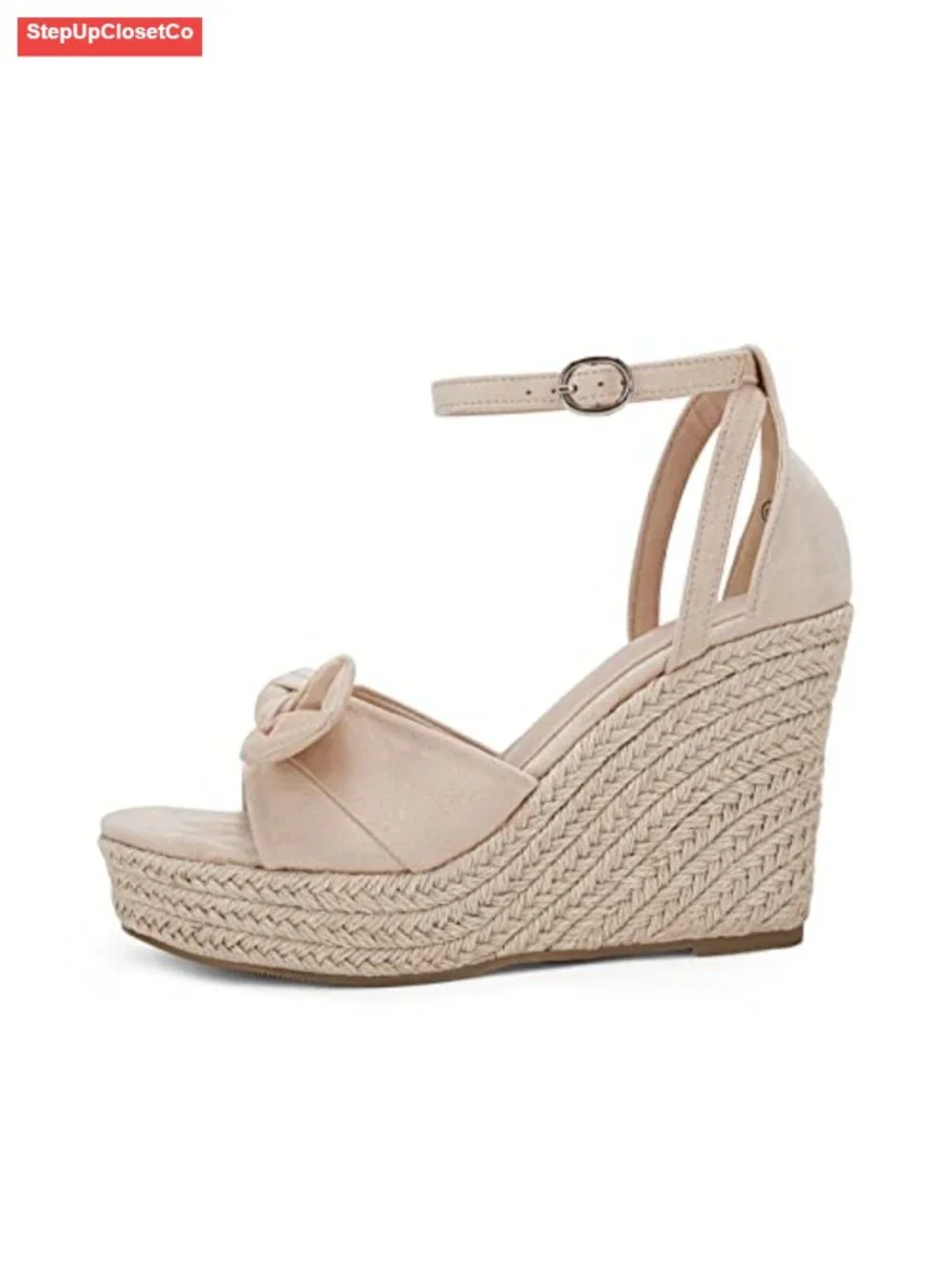 Wedge Platform Sandals Cute Bowknot Open Toe Espadrille High Heels Ankle Strap